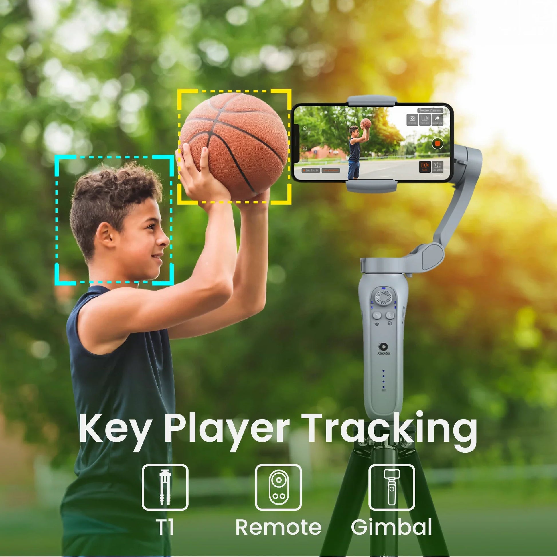 XbotGo Chameleon AI Powered Sports Action Camera Sports Gimbal Tracking System with Team and Player Tracking COMS 4K Video 360° Rotation 120° FOV Live Streaming (Pearl Grey)