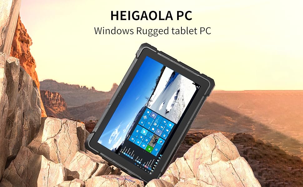 HEIGAOLA Rugged Tablet Win 11 ProCeleron Quad-Core 8GB RAM/128 GB ROMFHD 10.1 INCH Touchscreen Windows Tablet HDMI 2.0 Tablet PC IP67 Waterproof16000mAh BatteryBT 5.2 WiFi 5.0 Ethernet